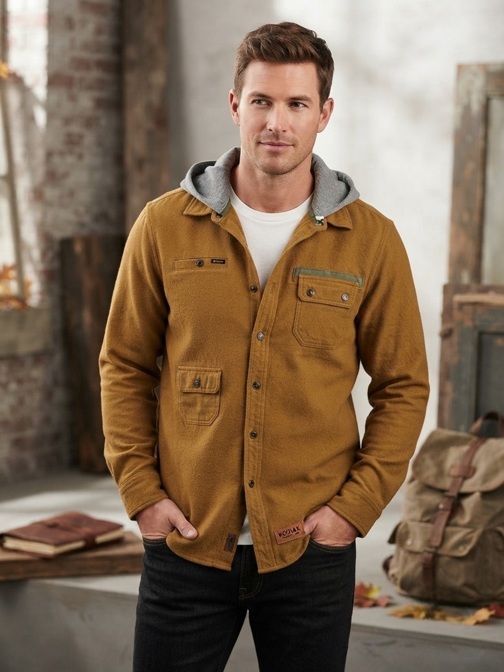 Volcom - Men's Button-Up Hooded Shirt Jacket